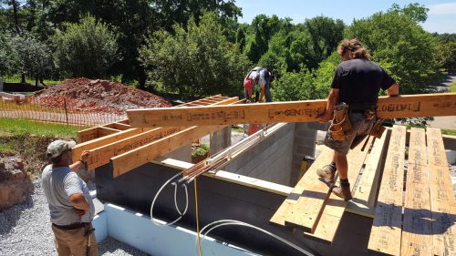 Laying floor joists for the upper level (June 9, 2016)